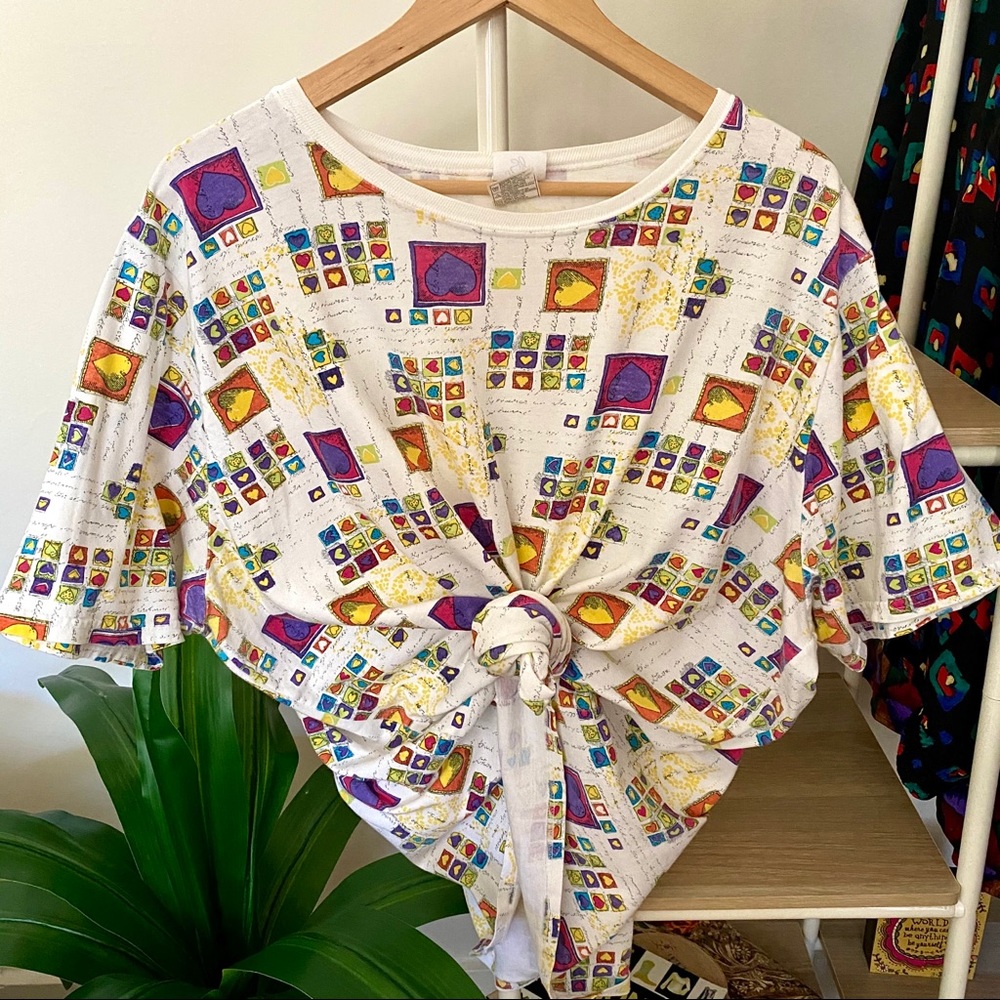 Vintage Heart Print Top